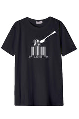 Férfi nyomott mintás rövidujjú pamut póló-vonalkód tészta