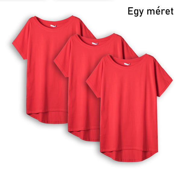 3 db NŐI laza póló szett - piros - GloStory HU