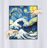 Női nyomott mintás rövidujjú pamut póló Híres festmények