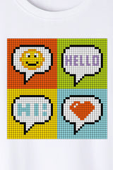 Férfi nyomott mintás rövidujjú pamut póló