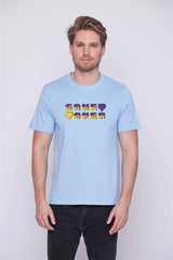 Férfi nyomott mintás rövidujjú pamut póló