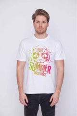 Férfi nyomott mintás rövidujjú pamut póló