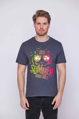 Férfi nyomott mintás rövidujjú pamut póló