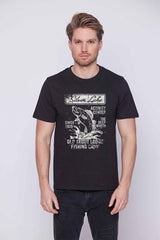 Férfi nyomott mintás rövidujjú pamut póló