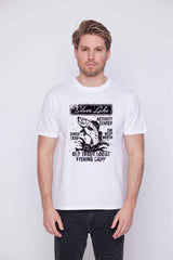 Férfi nyomott mintás rövidujjú pamut póló