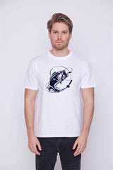 Férfi nyomott mintás rövidujjú pamut póló