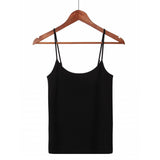 Női basic pamut spagettipántos top - Fekete - GloStory HU