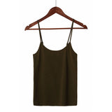 Női basic pamut spagettipántos top - Khaki - GloStory HU