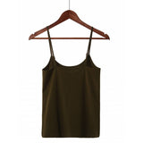 Női basic pamut spagettipántos top - Khaki - GloStory HU