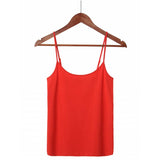 Női basic pamut spagettipántos top - Piros - GloStory HU