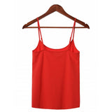 Női basic pamut spagettipántos top - Piros - GloStory HU