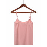 Női basic pamut spagettipántos top - Világosrózsaszín - GloStory HU