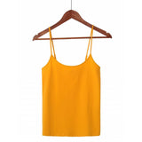 Női basic pamut spagettipántos top - Sárga - GloStory HU