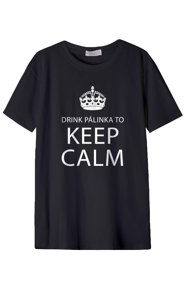 Férfi nyomott mintás rövidujjú pamut póló-drink pálinka to keep calm