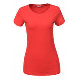Női basic kereknyakú póló - piros - GloStory HU