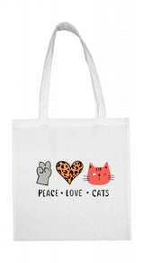 Vászontáska-Peace Love Cats