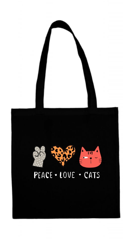 Vászontáska-Peace Love Cats