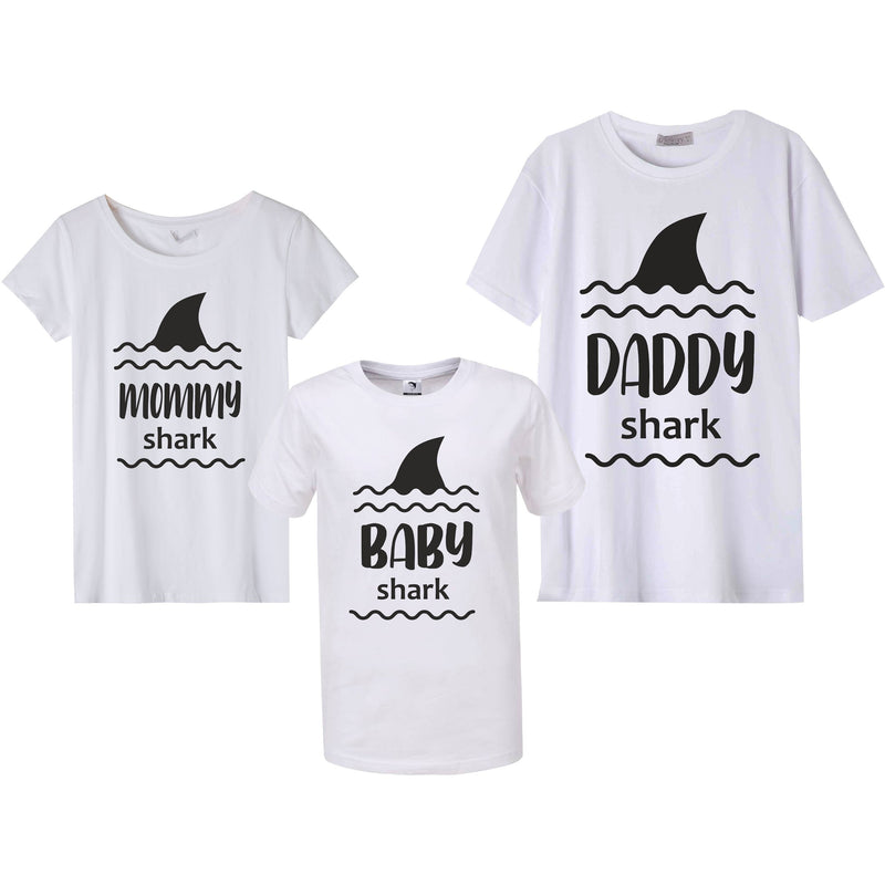 "Mommy shark" női rövidujjú pamut póló (fehér) - GloStory HU